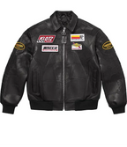 BLACK WEB HEAD LEATHER JACKET